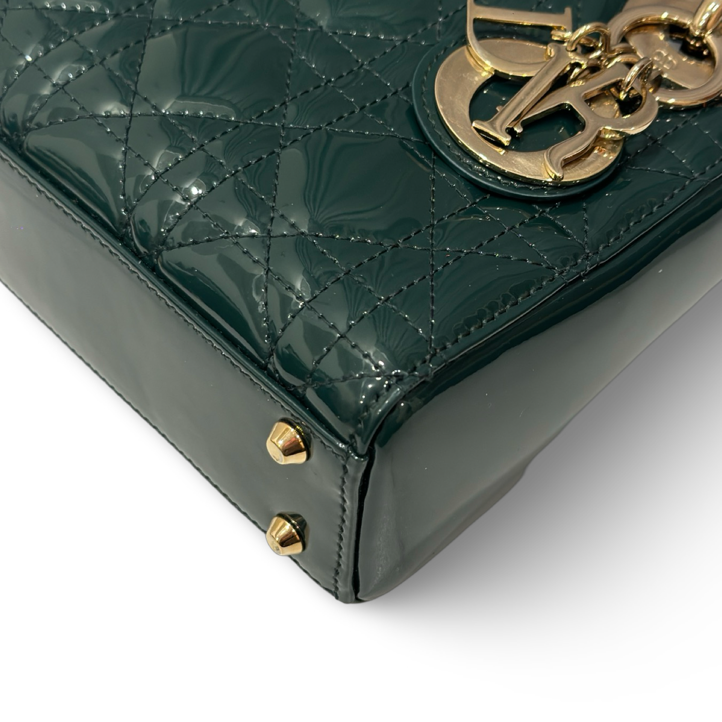 Dior Classic Patent Mini Lady Bag - GHW / Green