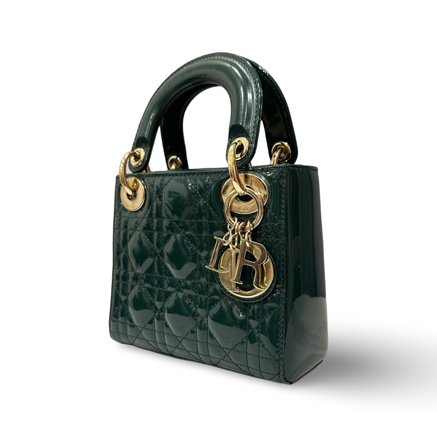 Dior Classic Patent Mini Lady Bag - GHW / Green
