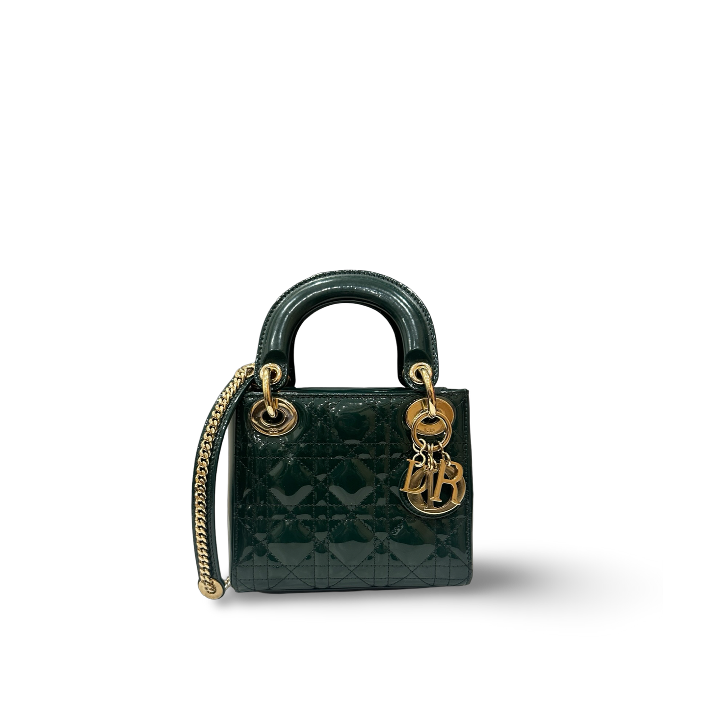 Dior Classic Patent Mini Lady Bag - GHW / Green