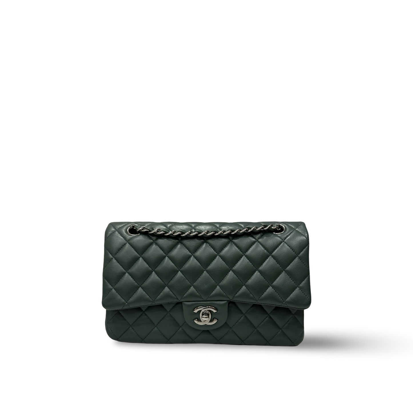 Chanel Quilted Lambskin Medium Double Flap - SHW / Green