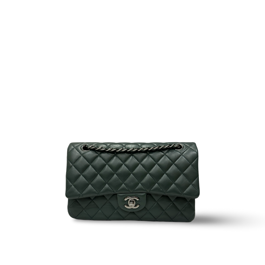 Chanel Quilted Lambskin Medium Double Flap - SHW / Green