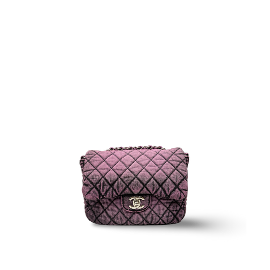 Chanel Quilted Denim Square Bag - Sliver / Purple