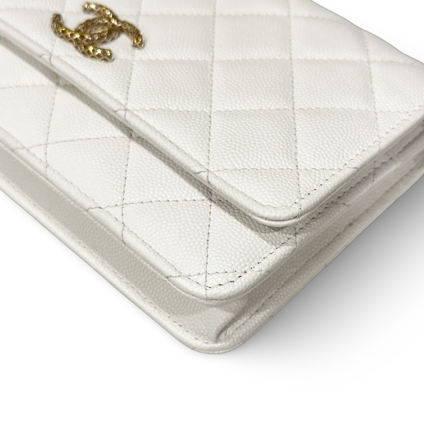Chanel Quilted Caviar WOC - GHW / White
