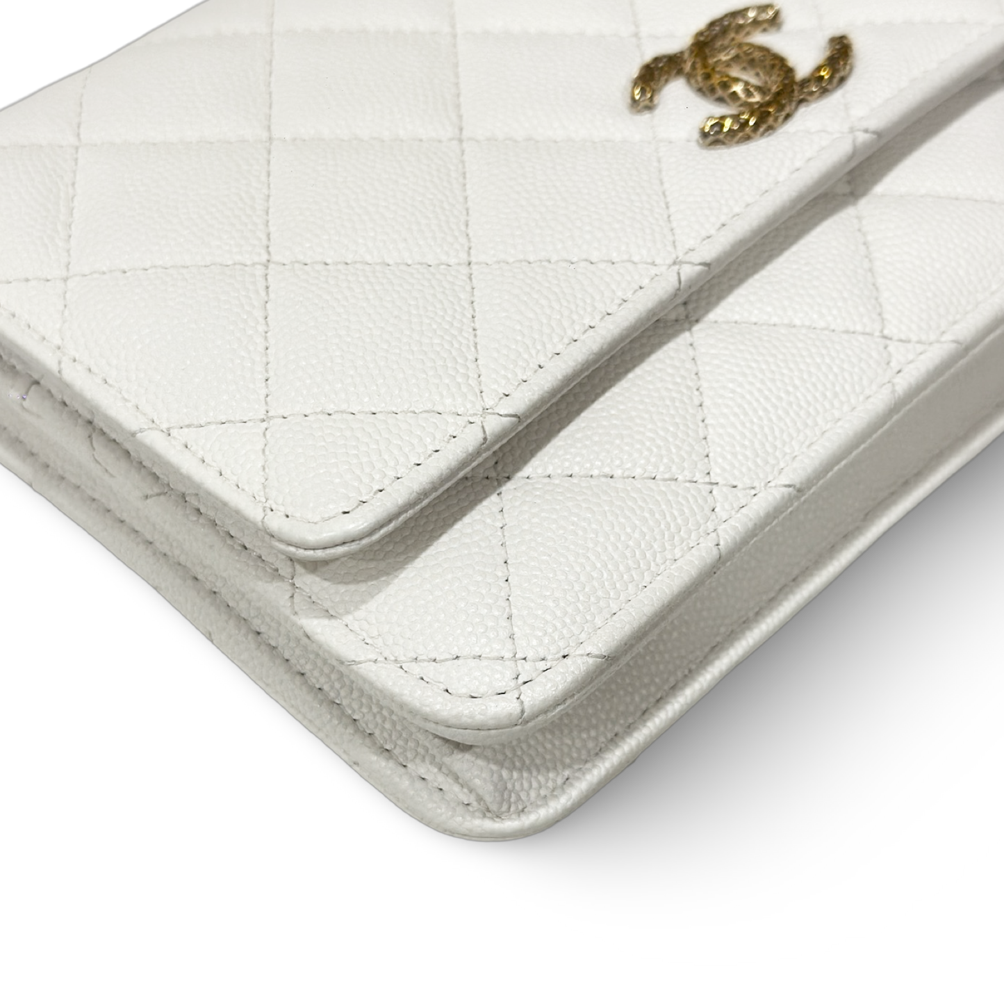 Chanel Quilted Caviar WOC - GHW / White
