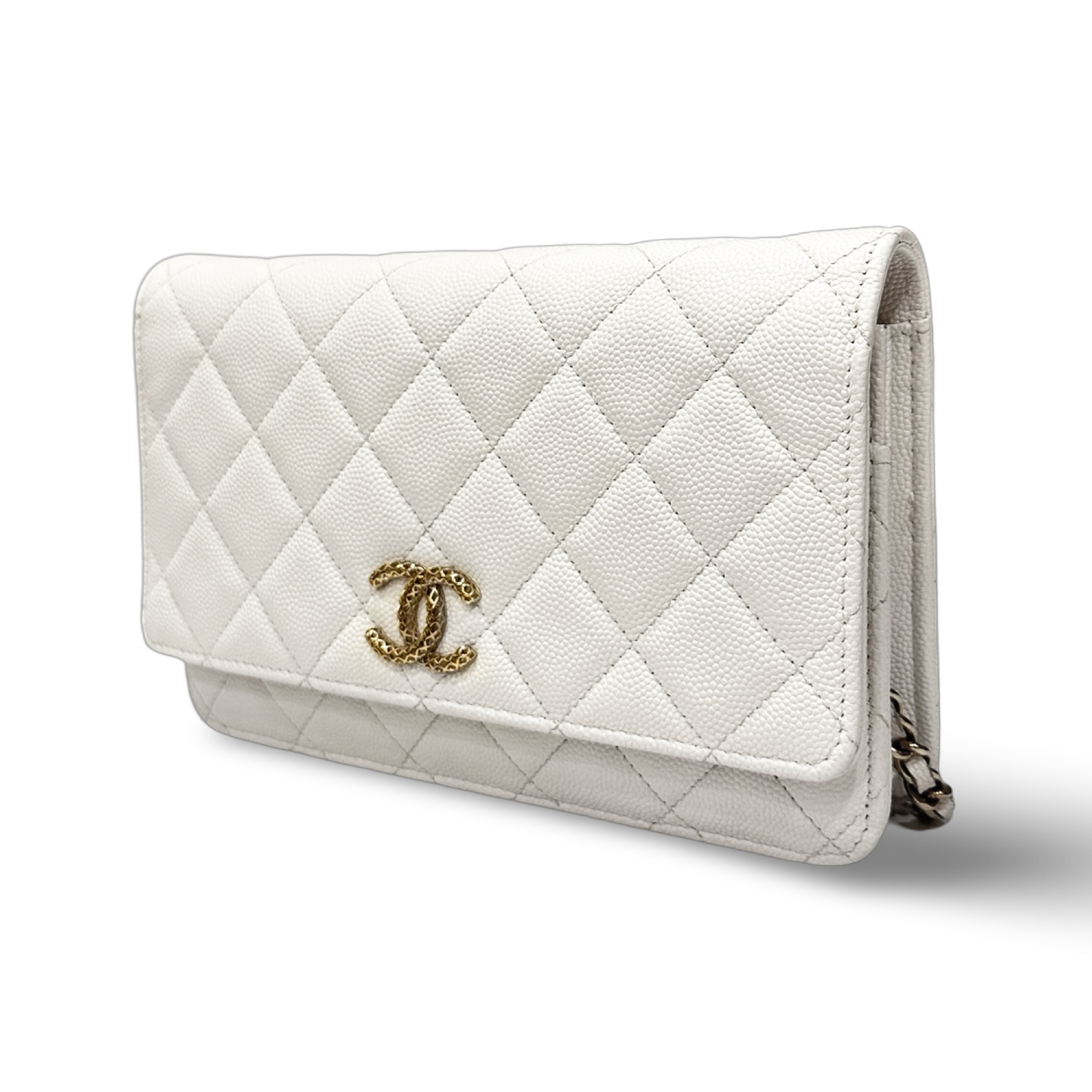 Chanel Quilted Caviar WOC - GHW / White