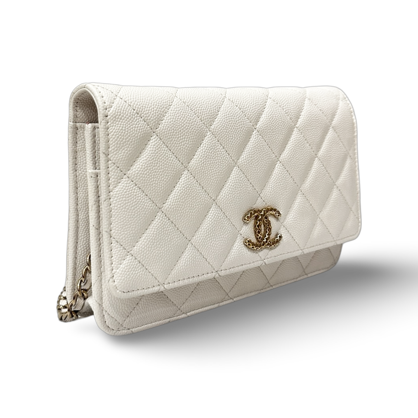 Chanel Quilted Caviar WOC - GHW / White