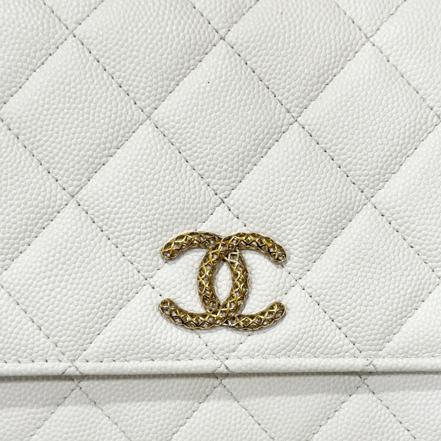 Chanel Quilted Caviar WOC - GHW / White