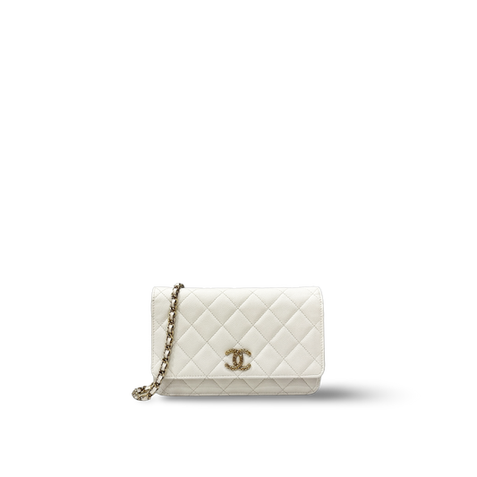 Chanel Quilted Caviar WOC - GHW / White