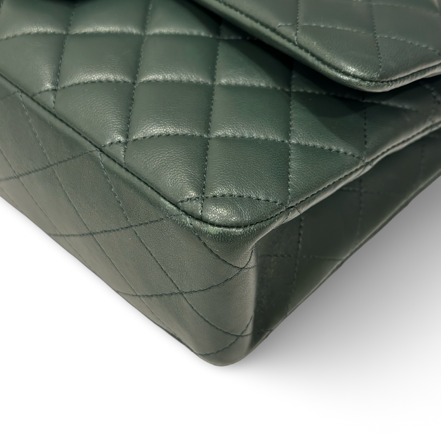 Chanel Quilted Lambskin Medium Double Flap - SHW / Green