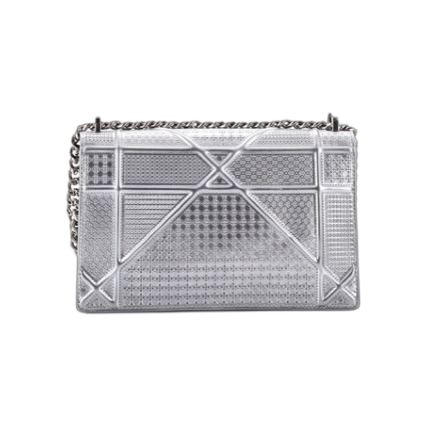 Dior Metallic Micro-Cannage Small Diorama Flap Bag - Silver