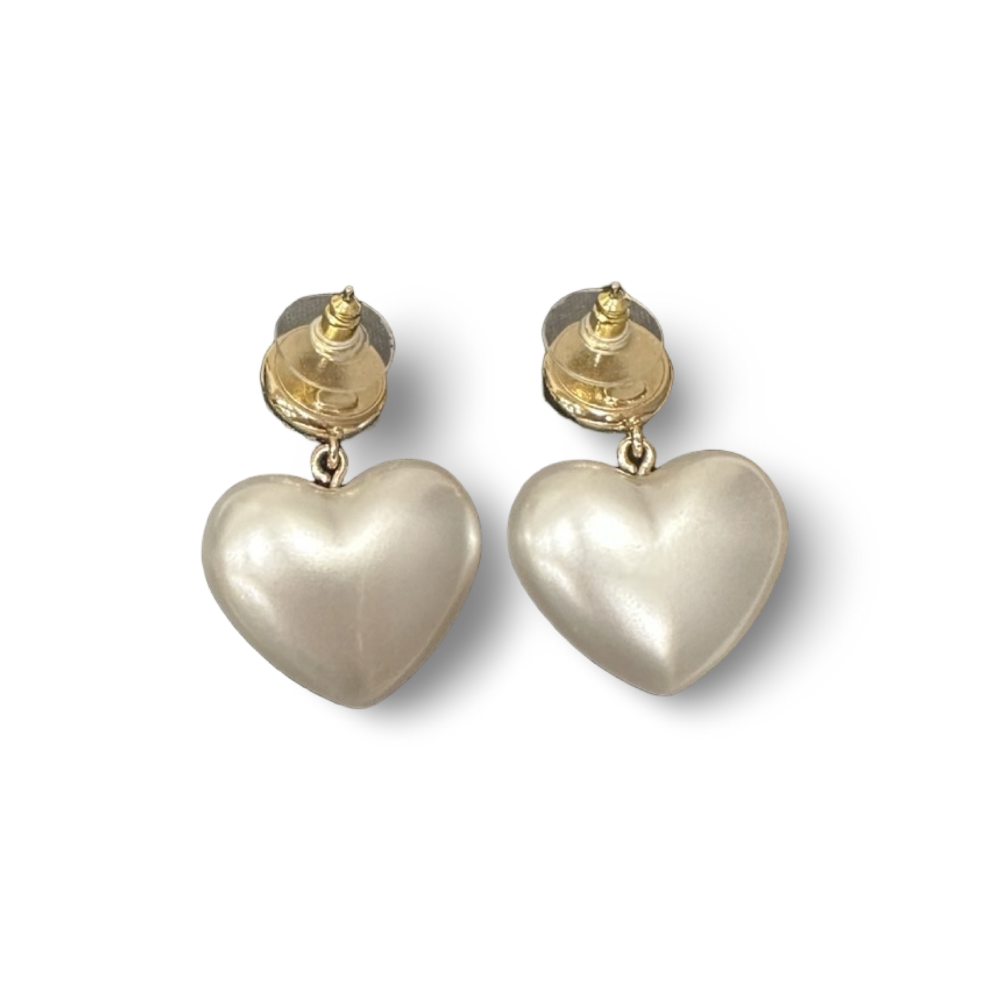 Chanel CC Pearl Heart Drop Earrings Gold Tone 21C - GHW/ Pink