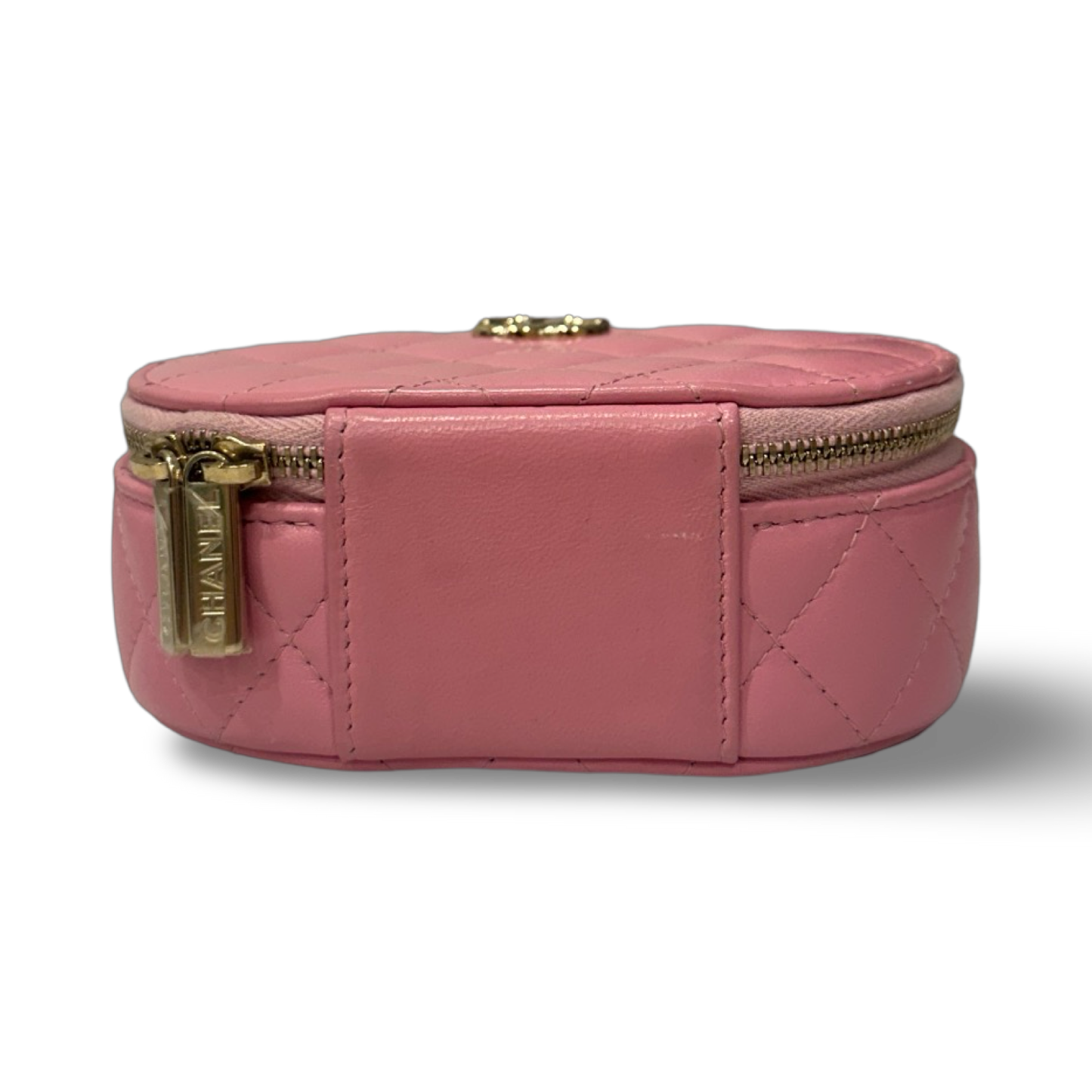 Chanel Classic Lambskin Tophandle Round Clutch - SHW / Pink