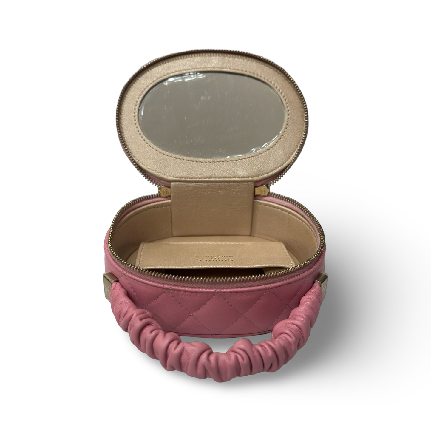 Chanel Classic Lambskin Tophandle Round Clutch - SHW / Pink