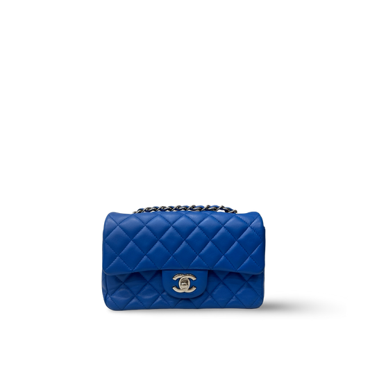 Chanel Quilted Lambskin Rectangular Mini Single Flap - SHW / Royal Blue