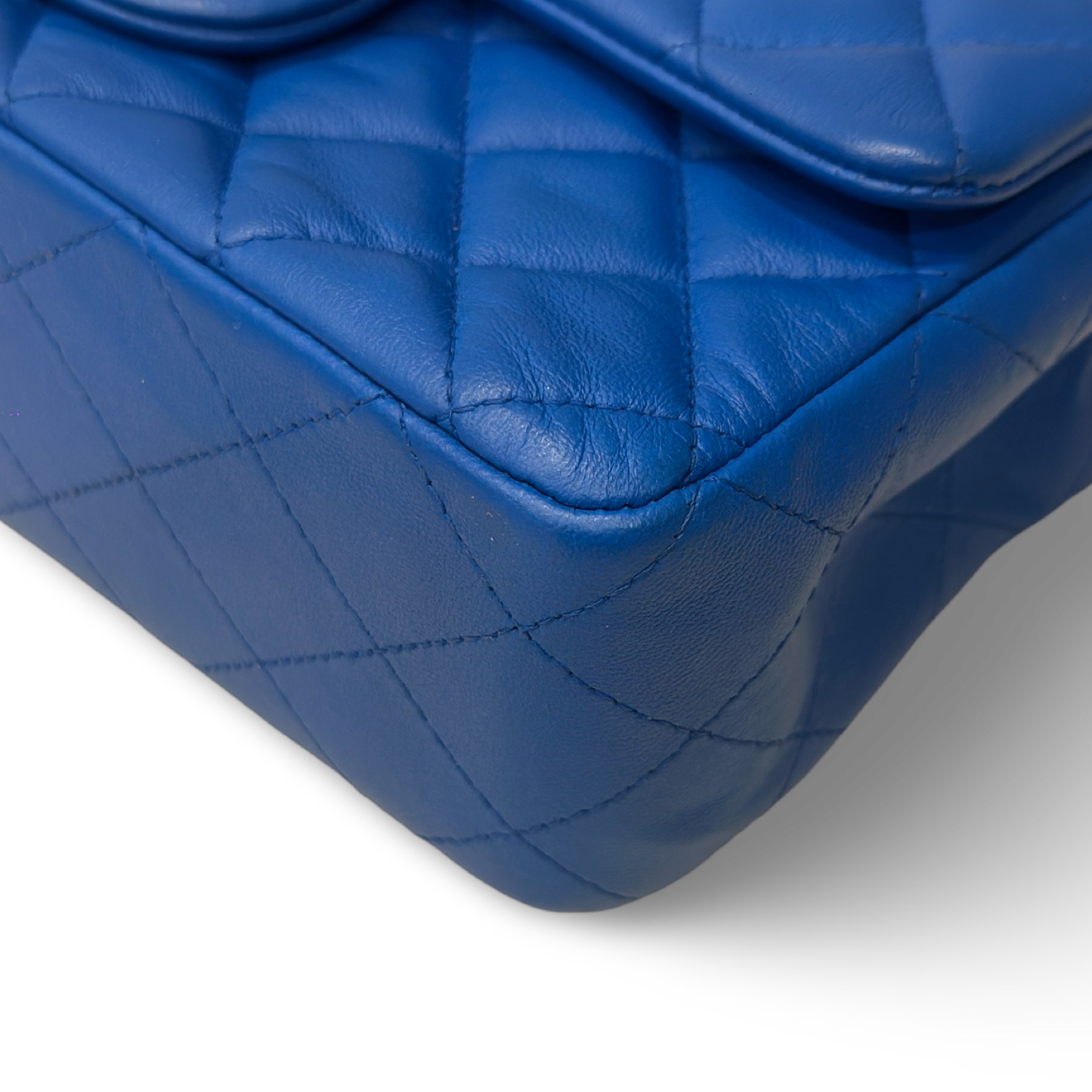 Chanel Quilted Lambskin Rectangular Mini Single Flap - GHW / Royal Blue