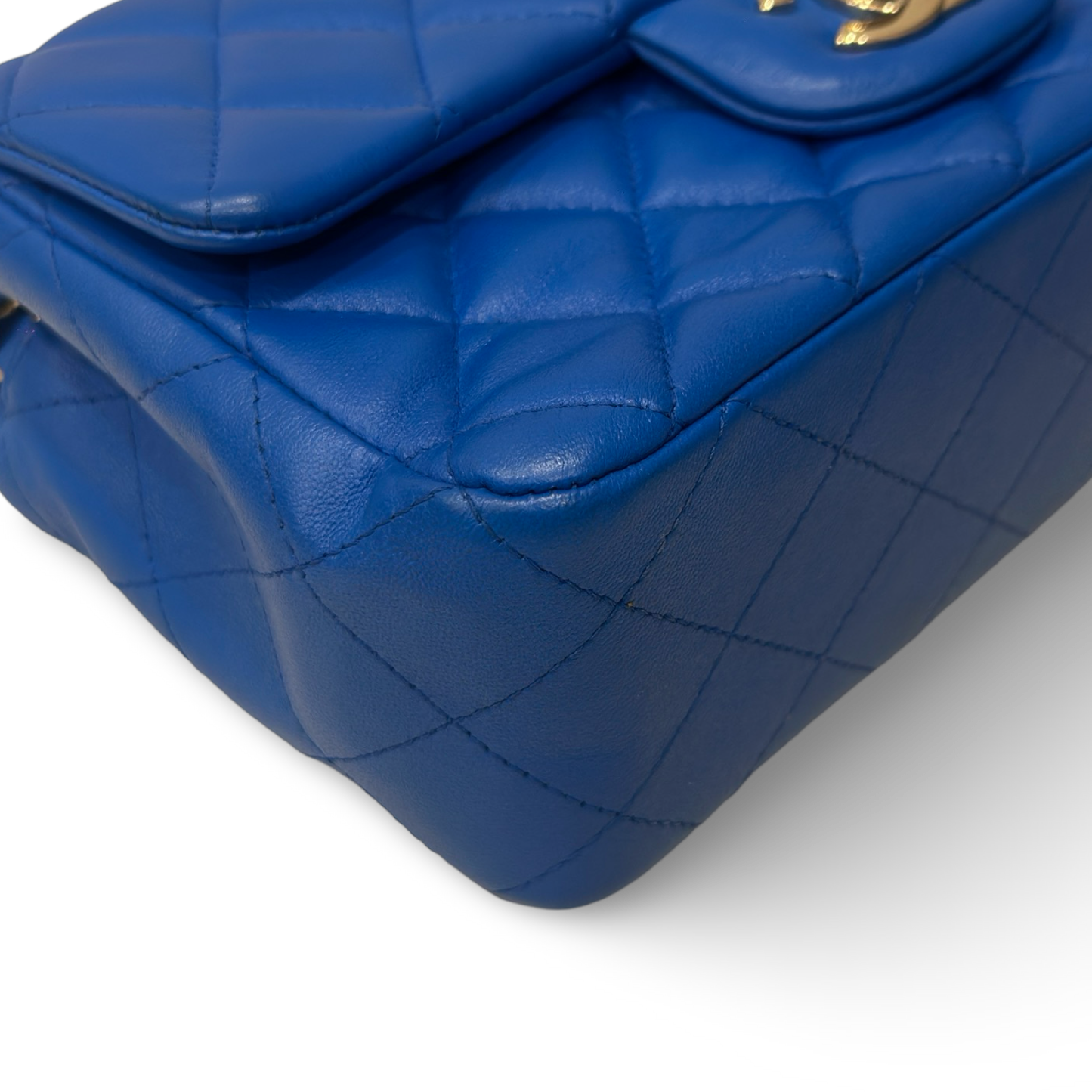 Chanel Quilted Lambskin Rectangular Mini Single Flap - GHW / Royal Blue