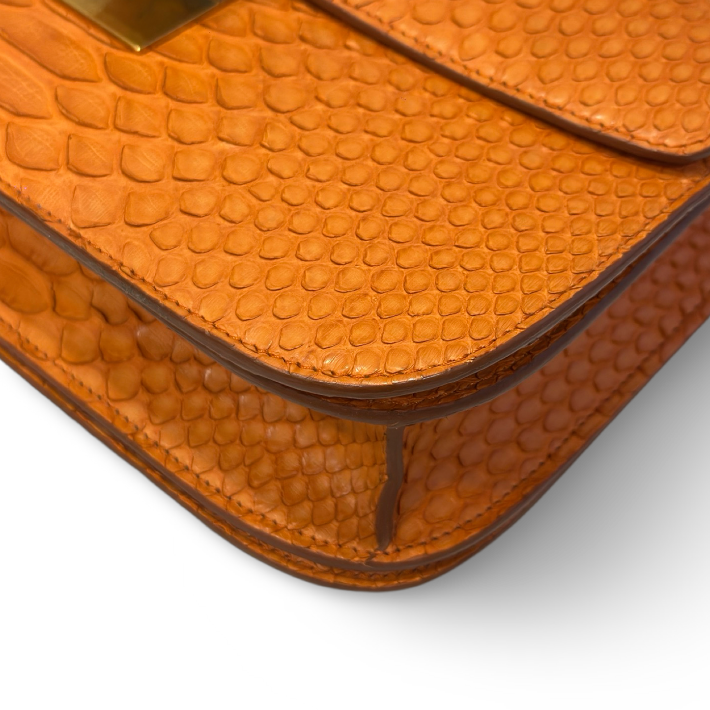 Celine Classic Python Medium Box Bag - GHW / Orange