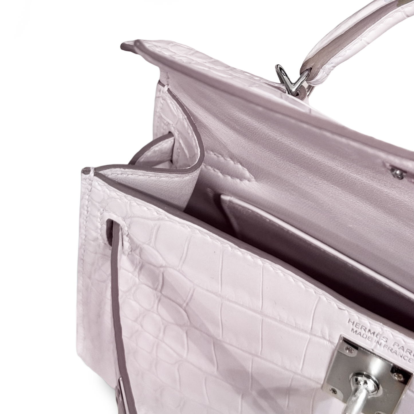 Hermès Kelly Mini Matte Boreal Alligator - Satin Mauve Pale