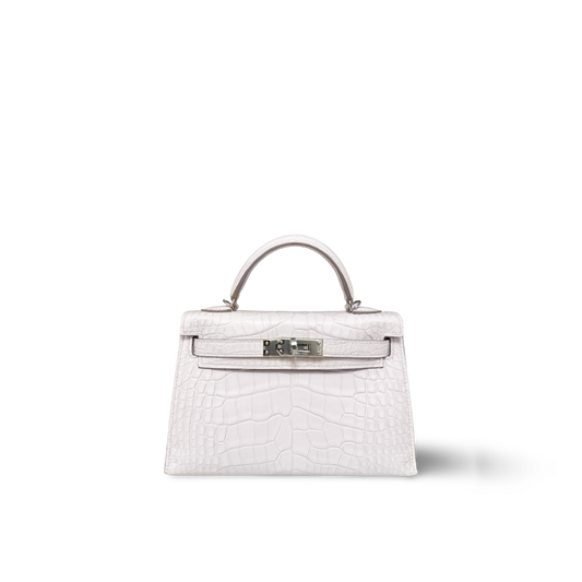 Hermès Kelly Mini Matte Boreal Alligator - Satin Mauve Pale