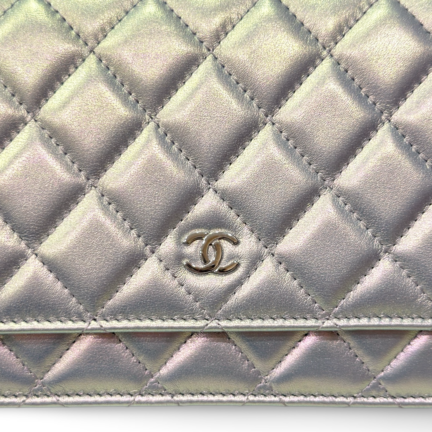 Chanel Quilted Metallic WOC Bag - SHW / Silver