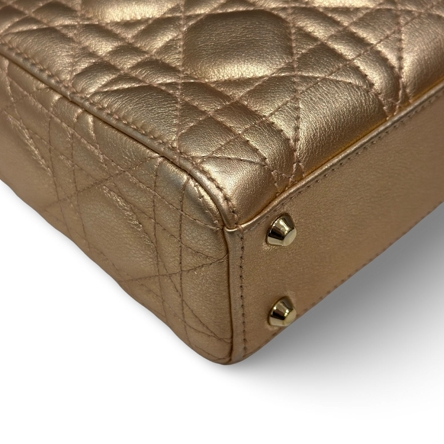 Dior Cannage Lambskin Mini Lady Bag - GHW / Champagne
