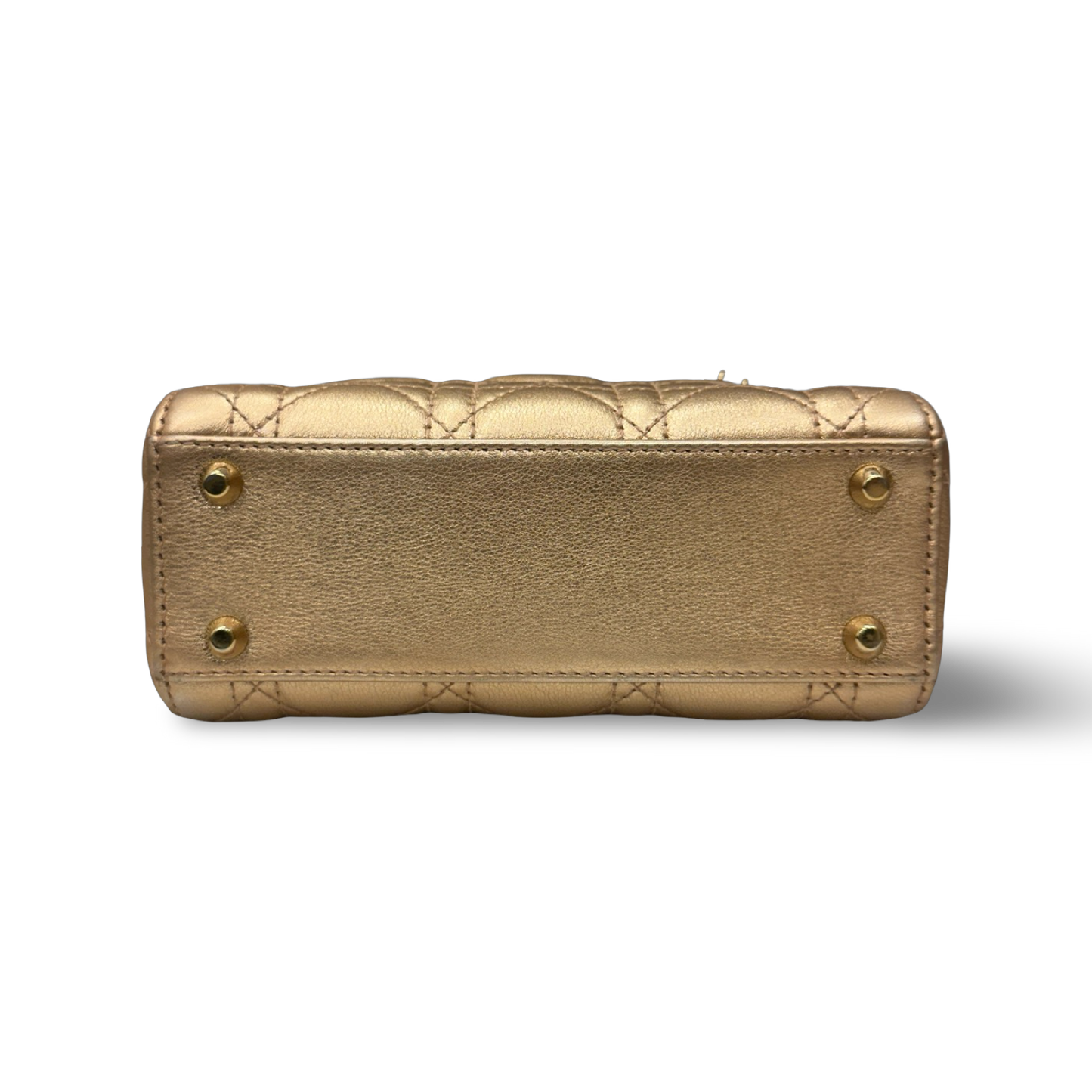 Dior Cannage Lambskin Mini Lady Bag - GHW / Champagne