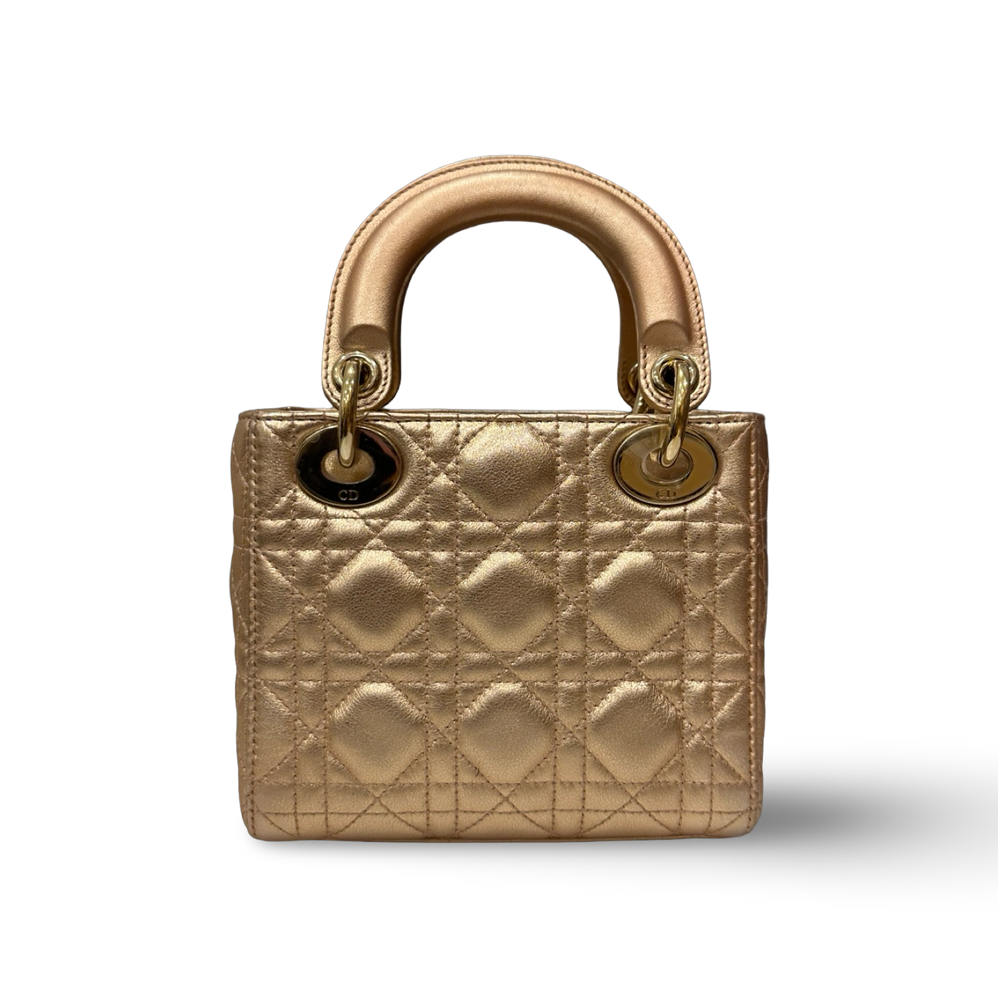 Dior Cannage Lambskin Mini Lady Bag - GHW / Champagne