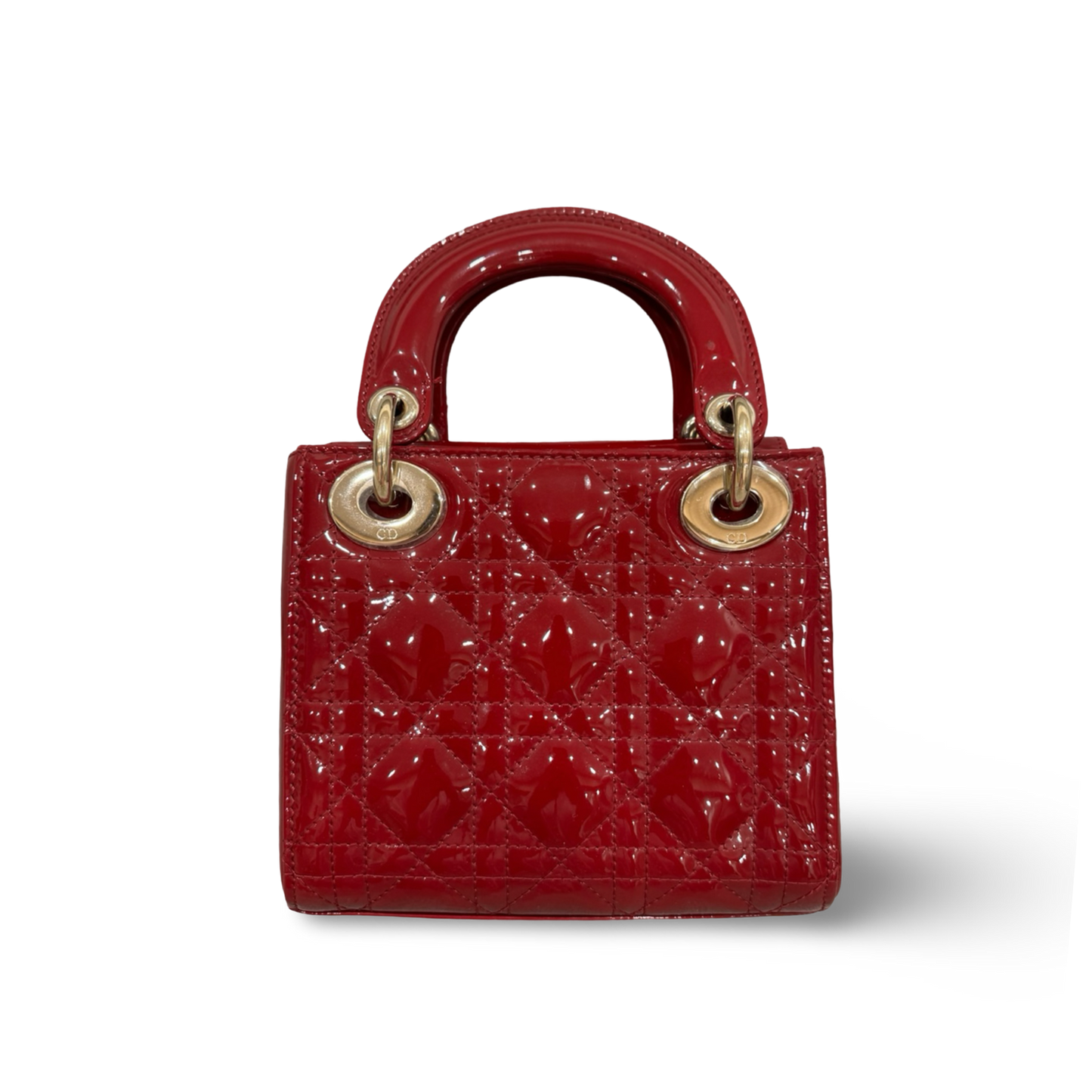 Dior Cannage Patent Mini Lady Bag - GHW / Red