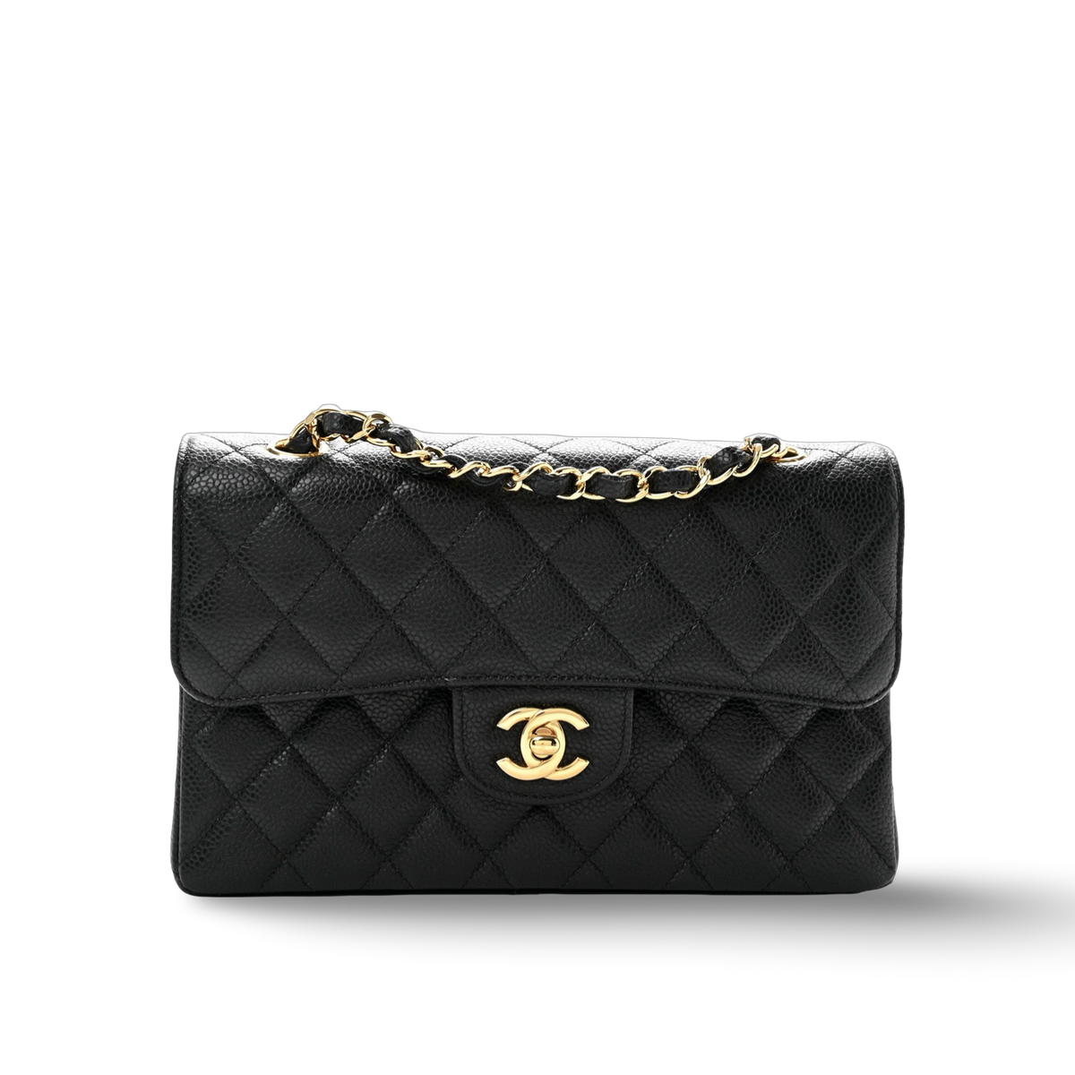 Chanel Quilted Caviar Small Double Flap - GHW/ Black
