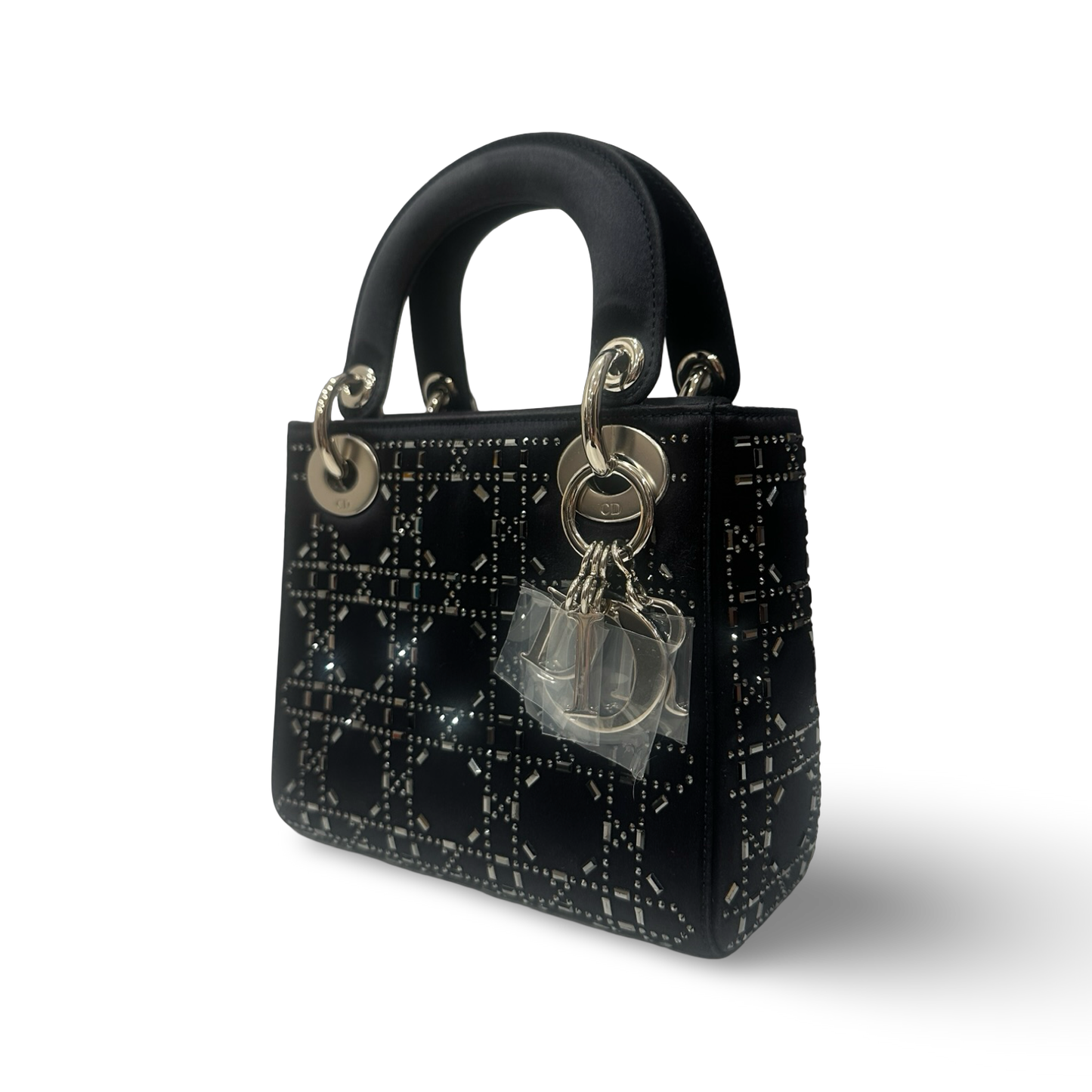 Dior Satin Mini Crystal Lady Bag - SHW / Navy