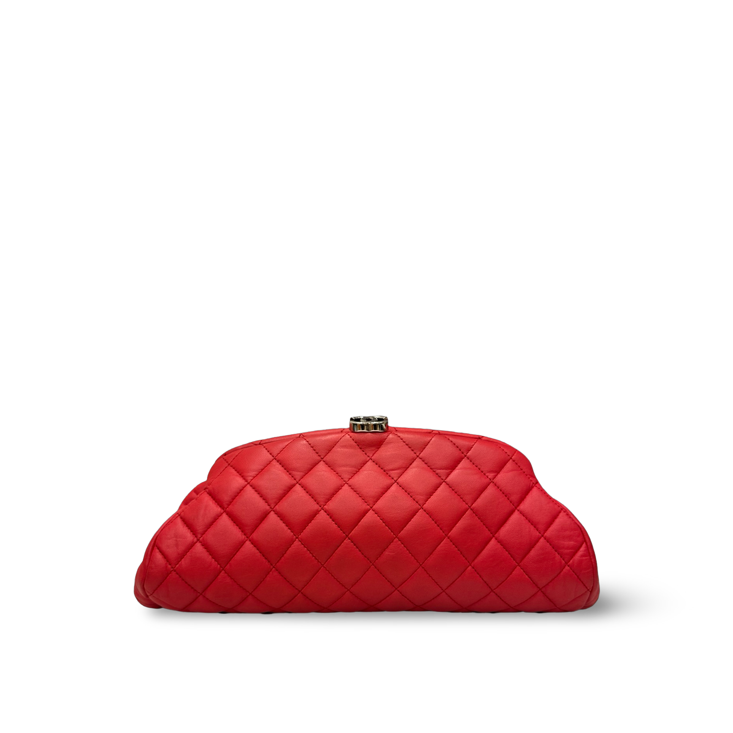 Chanel Quilted Lambskin Timeless Clutch - SHW / Red