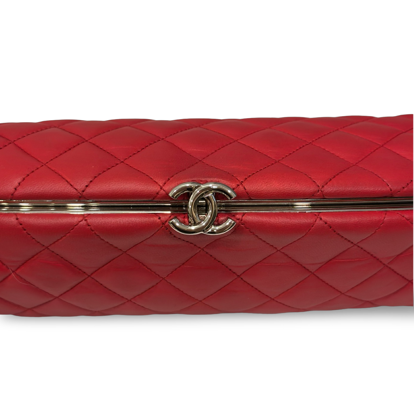 Chanel Quilted Lambskin Timeless Clutch - SHW / Red