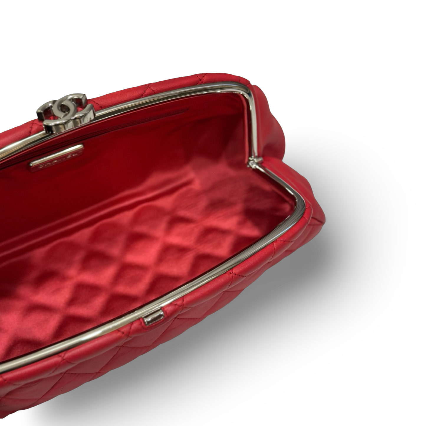 Chanel Quilted Lambskin Timeless Clutch - SHW / Red