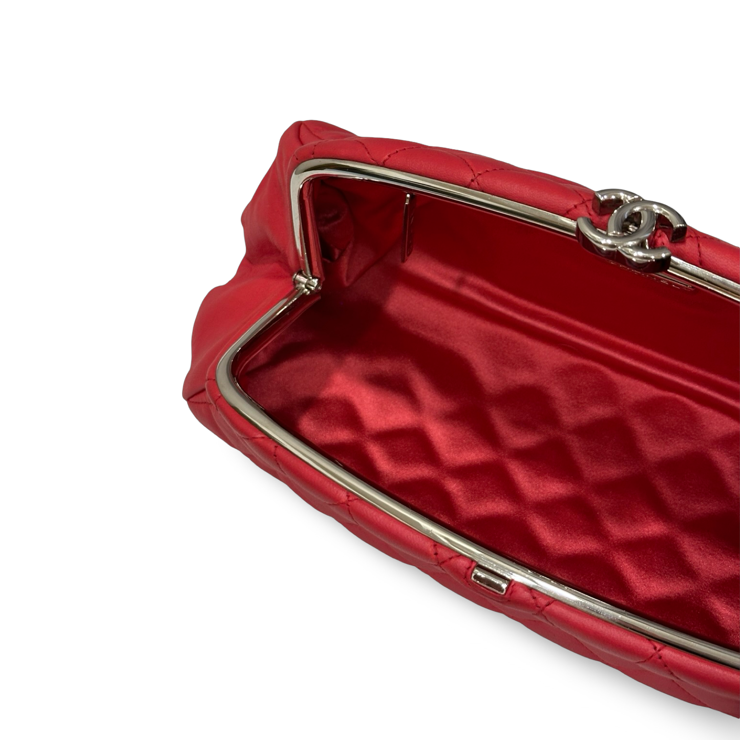 Chanel Quilted Lambskin Timeless Clutch - SHW / Red