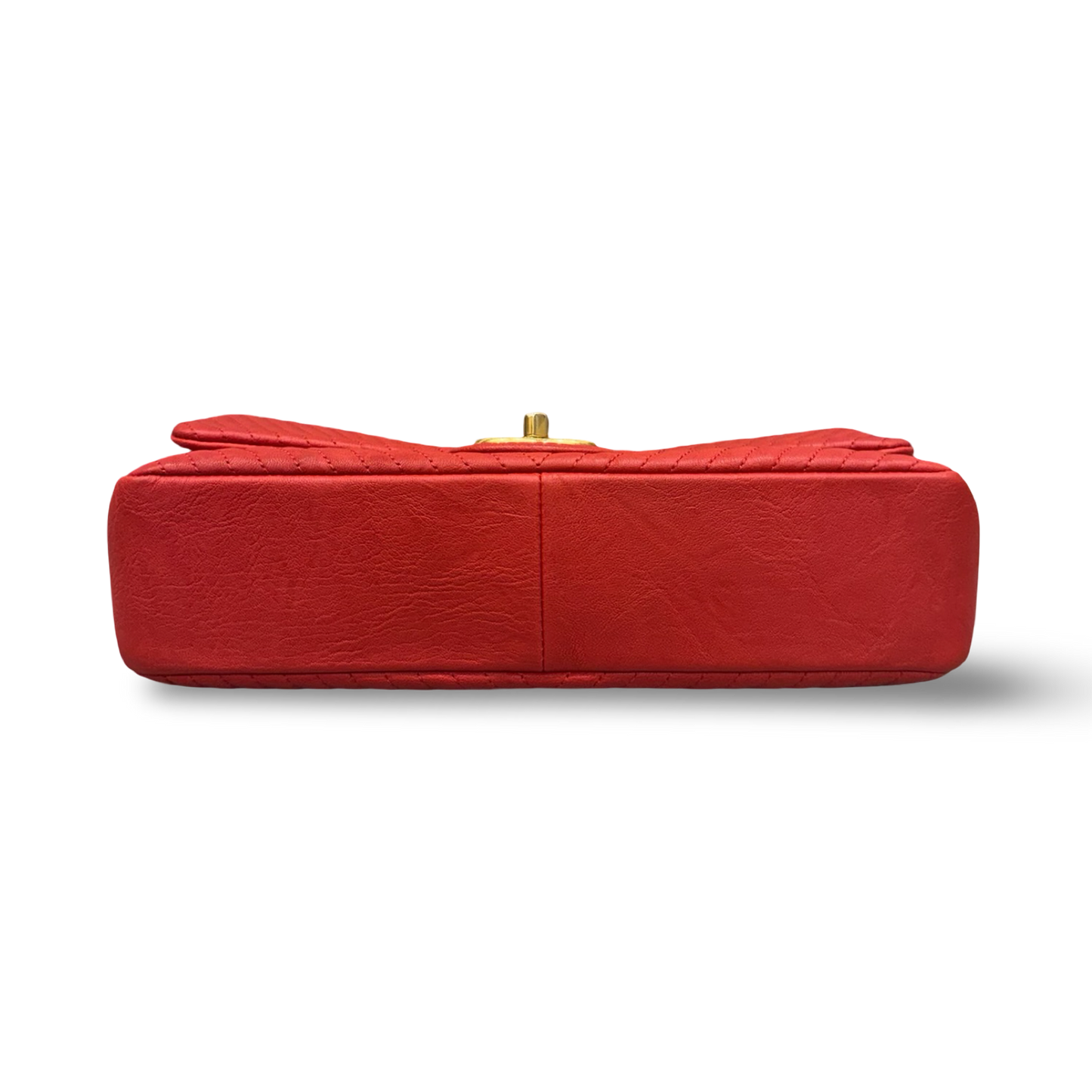 Chanel Chevron Calfskin Small Flap Bag - GHW / Red