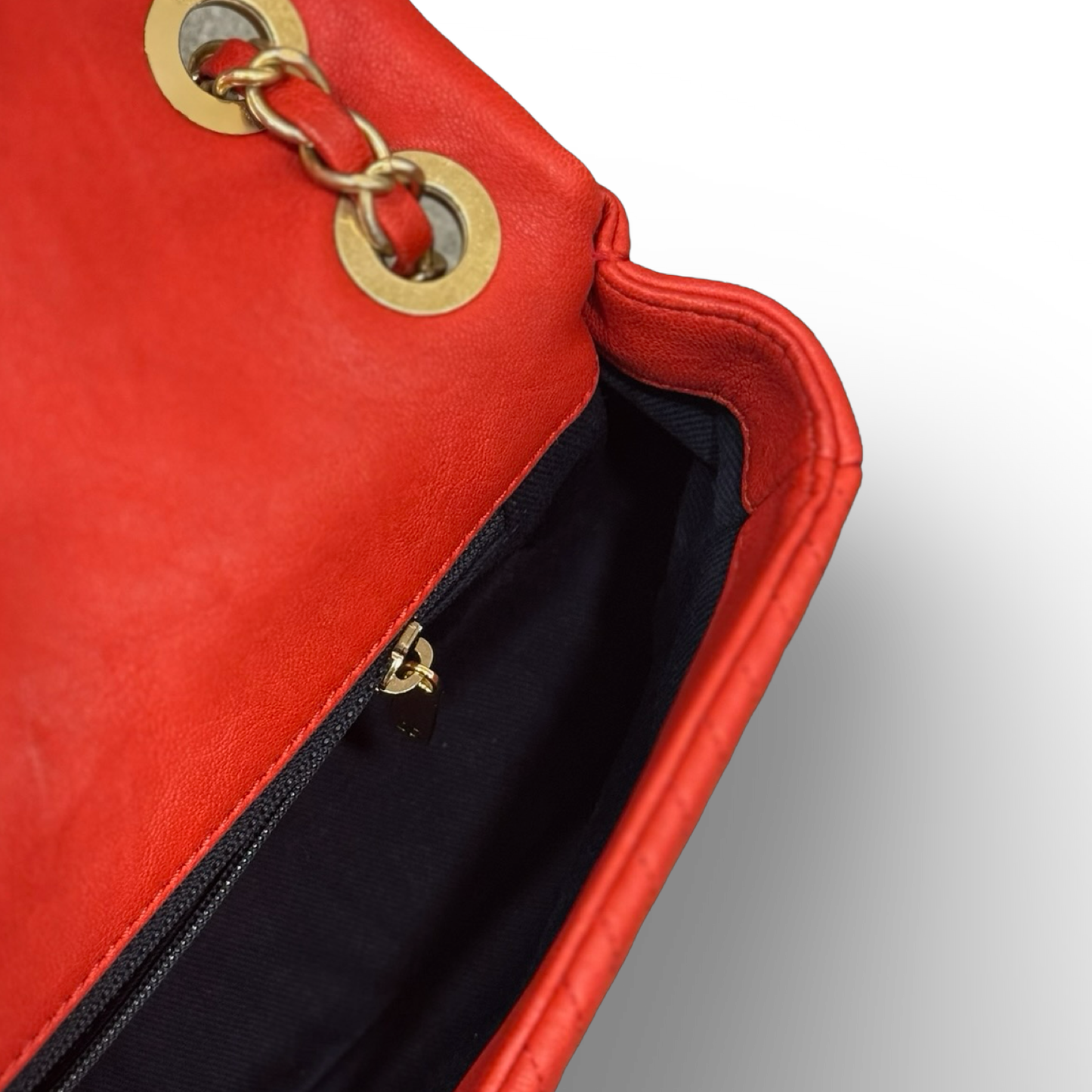 Chanel Chevron Calfskin Small Flap Bag - GHW / Red