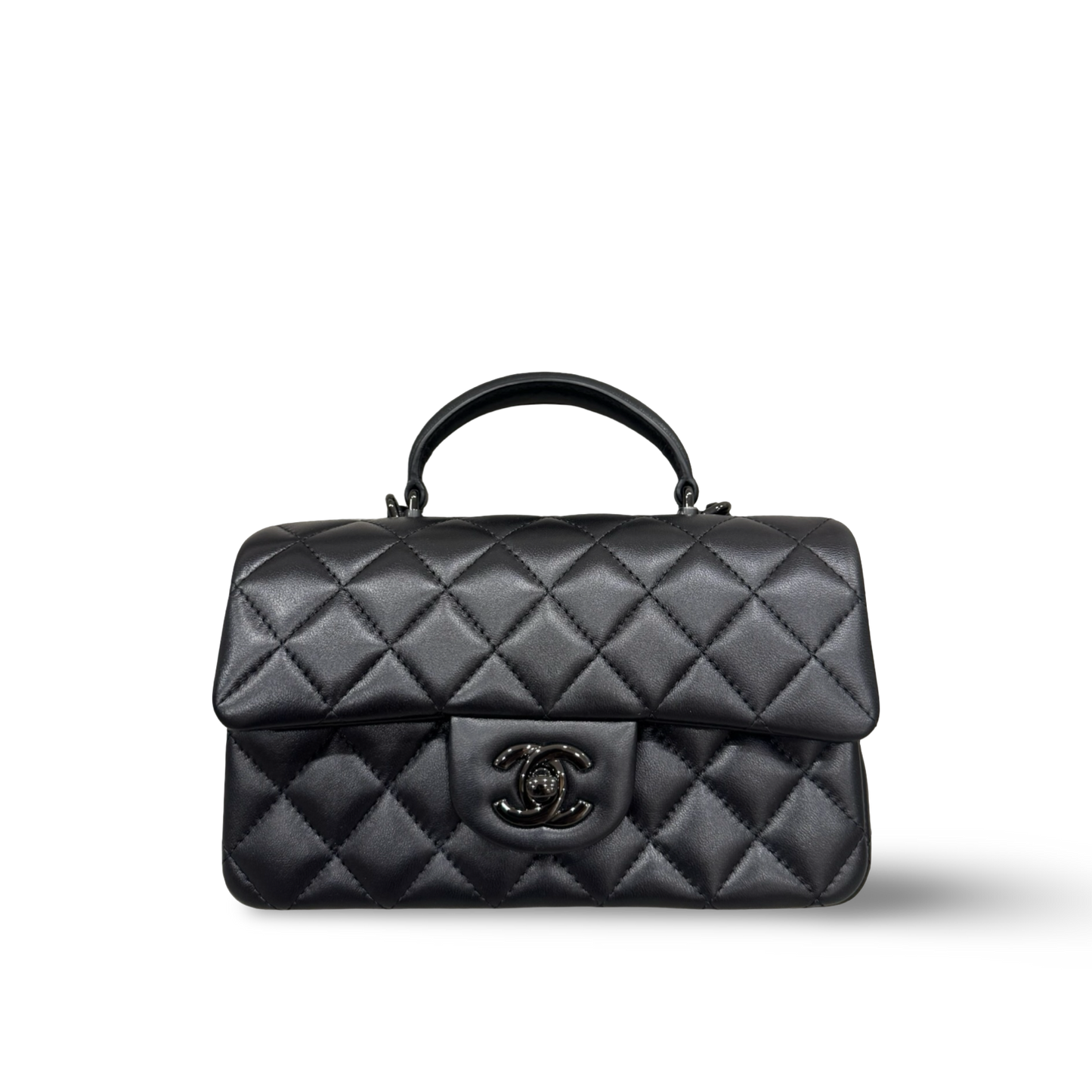 Chanel Quilted Lambskin Mini Top Handle Flap - So Black