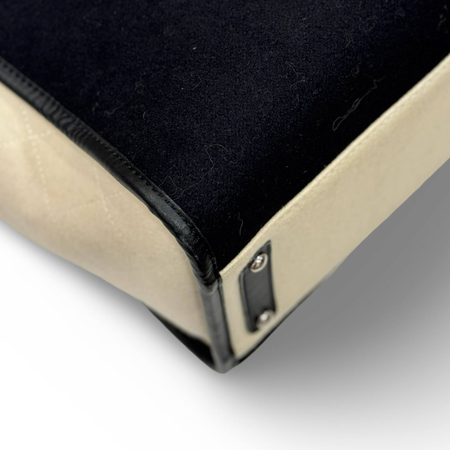 Chaen Wool Felt Large Deauville Tote - GHW / Black and White