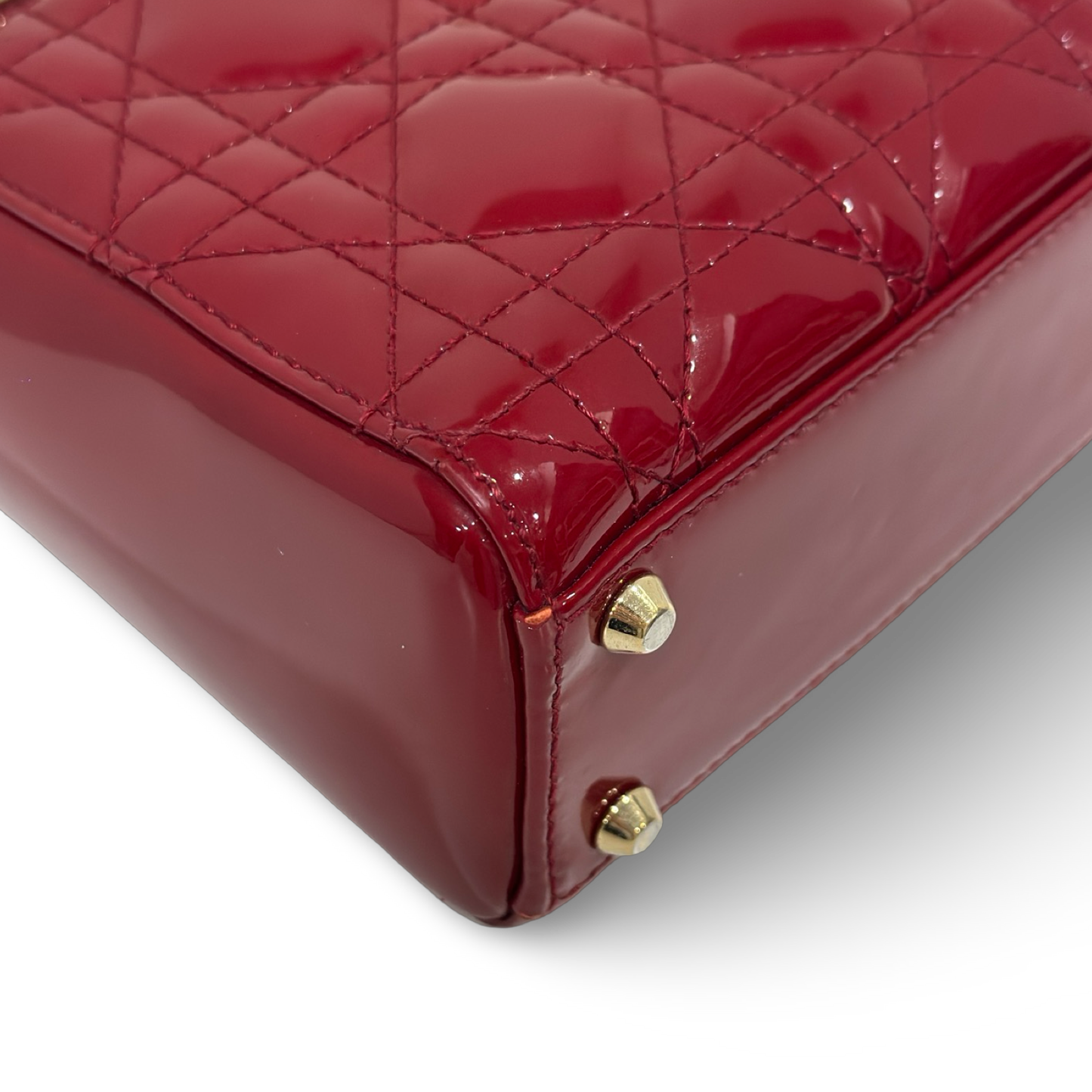 Dior Cannage Patent Mini Lady Bag - GHW / Red