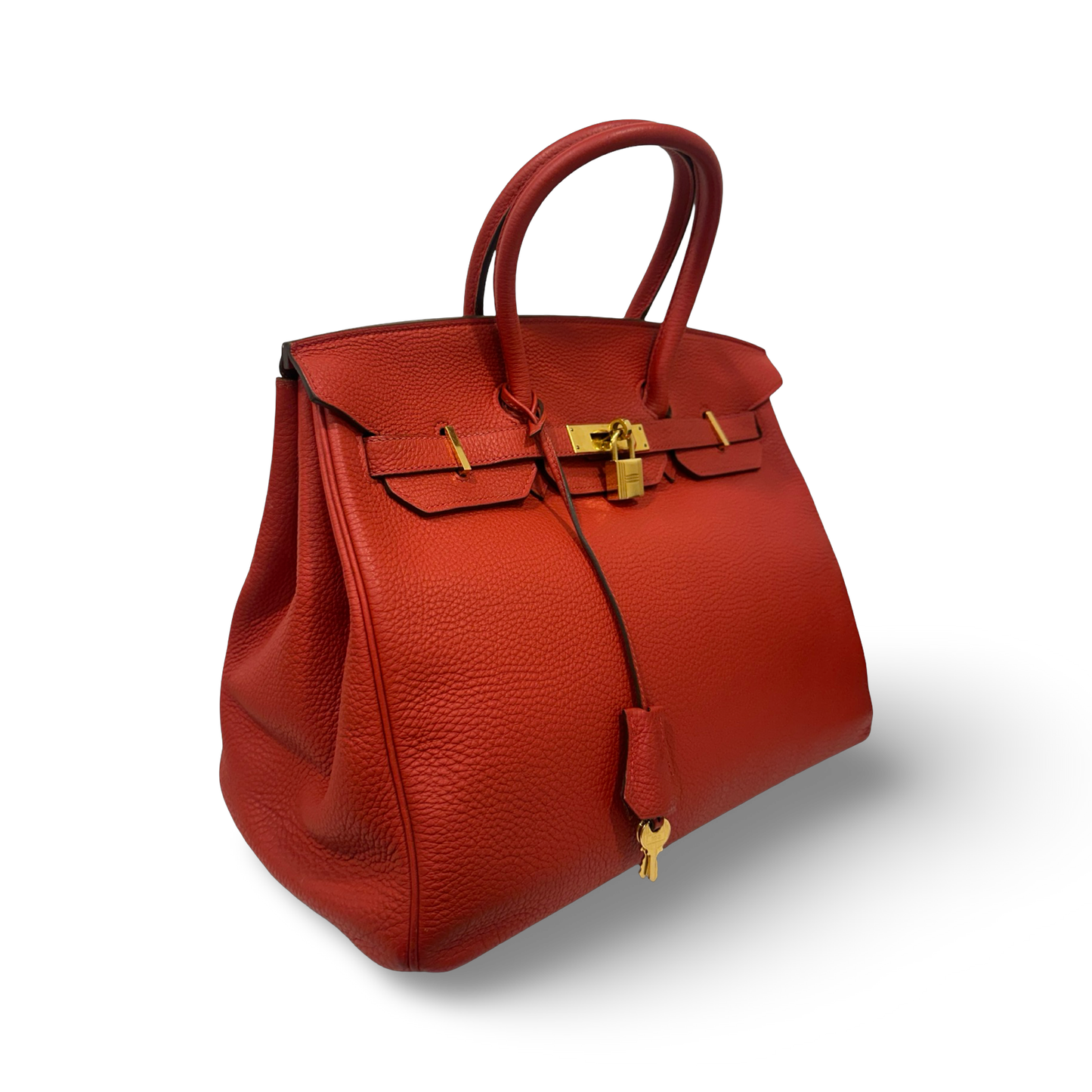 Herme Togo 35 Birkin Bag - GHW / Red