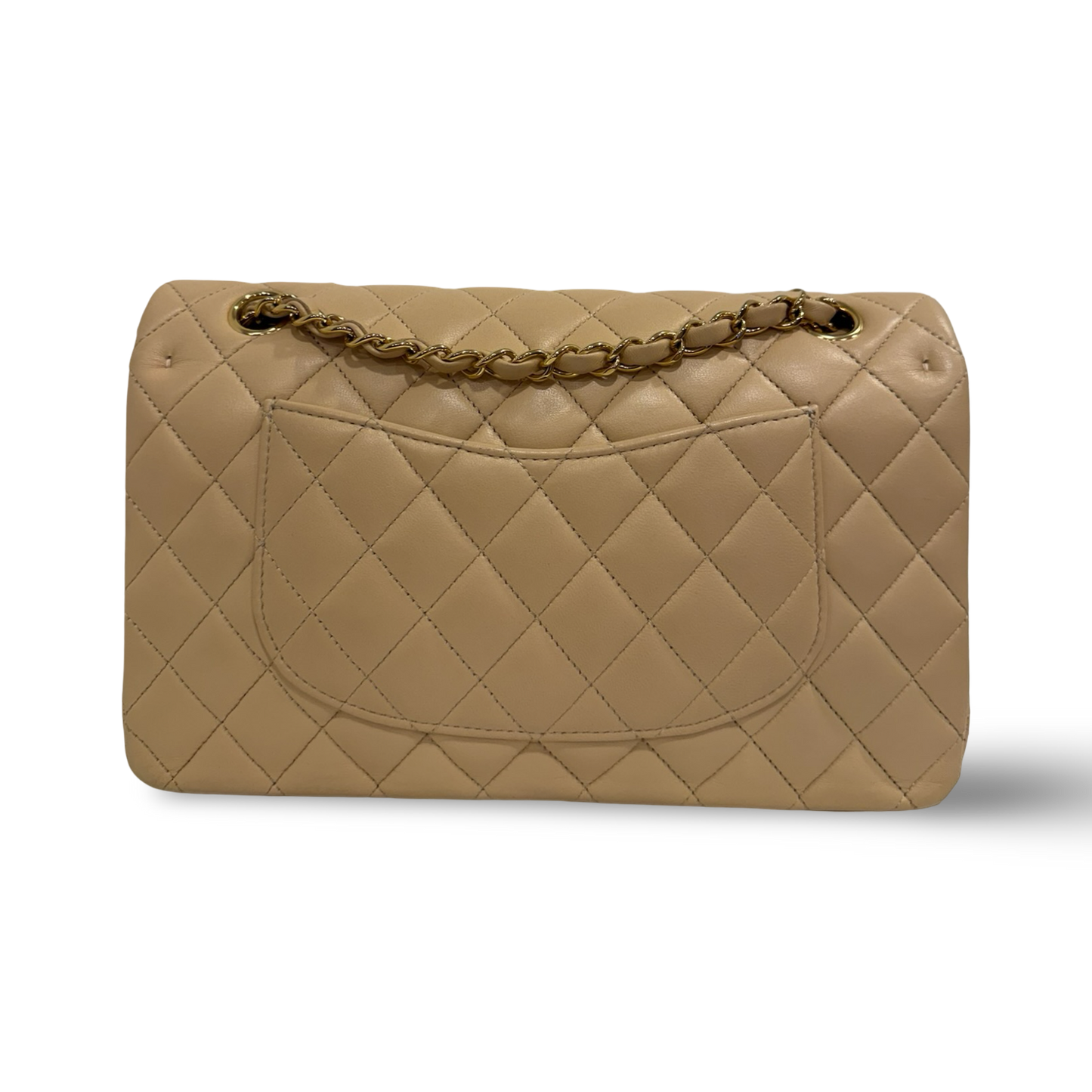 Chanel Quilted Lambskin Medium Double Flap - GHW / Dark Beige