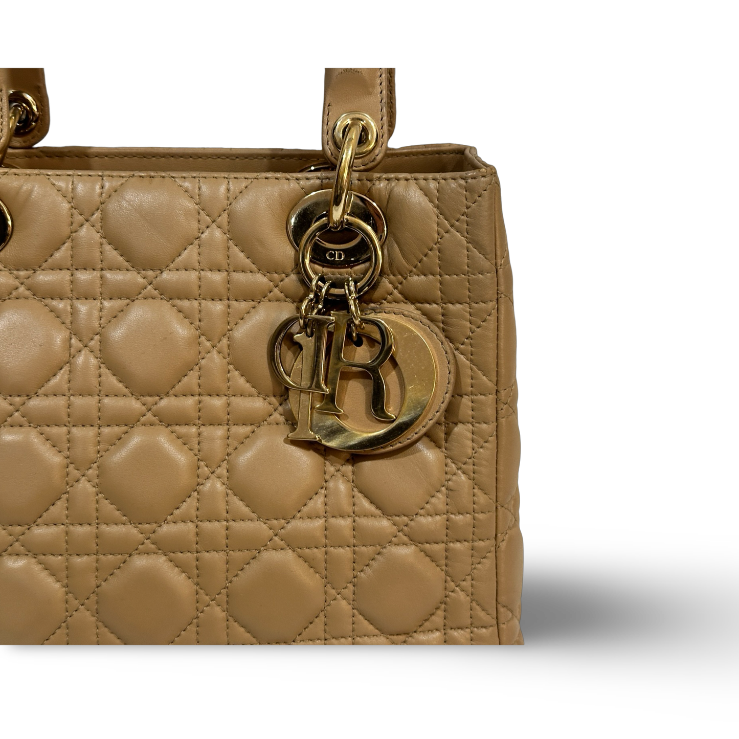 Dior Classic Lambskin Cannage Medium Lady Bag Neutral