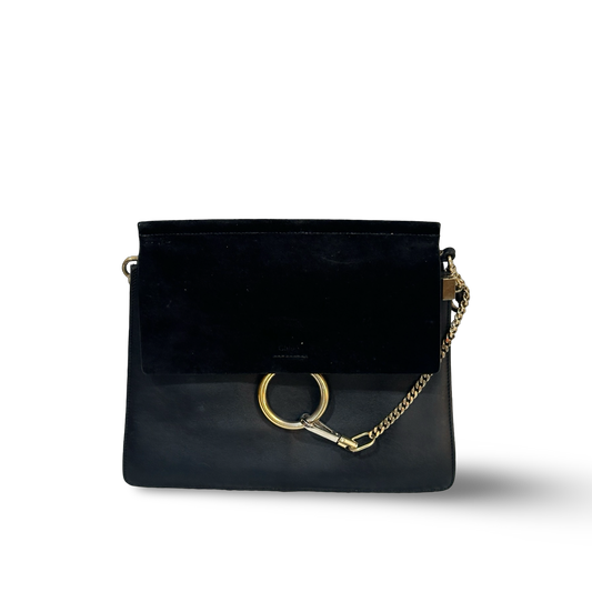 Chloé Suede Medium Faye - GHW / Black