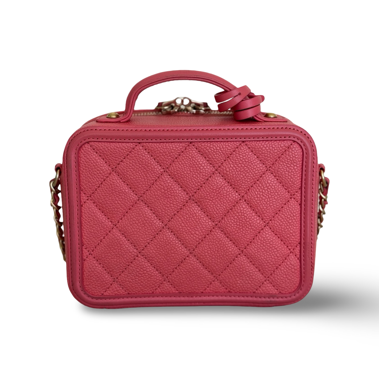 Chanel Quilted Caviar Small Vanity Case - GHW / Light Pink