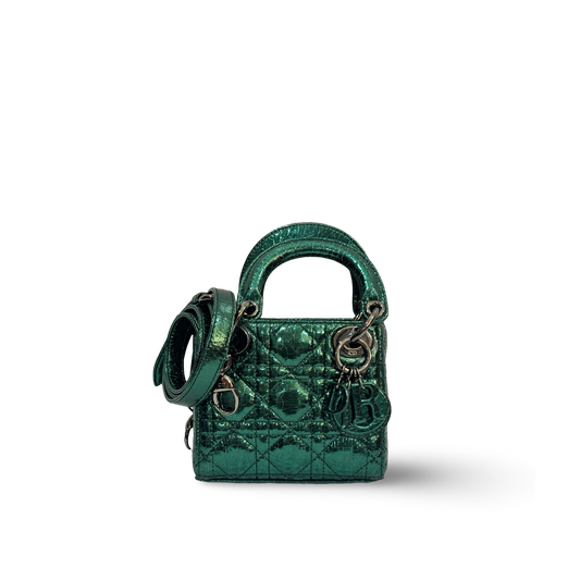 Dior Classic Calfskin Micro Lady Bag Green