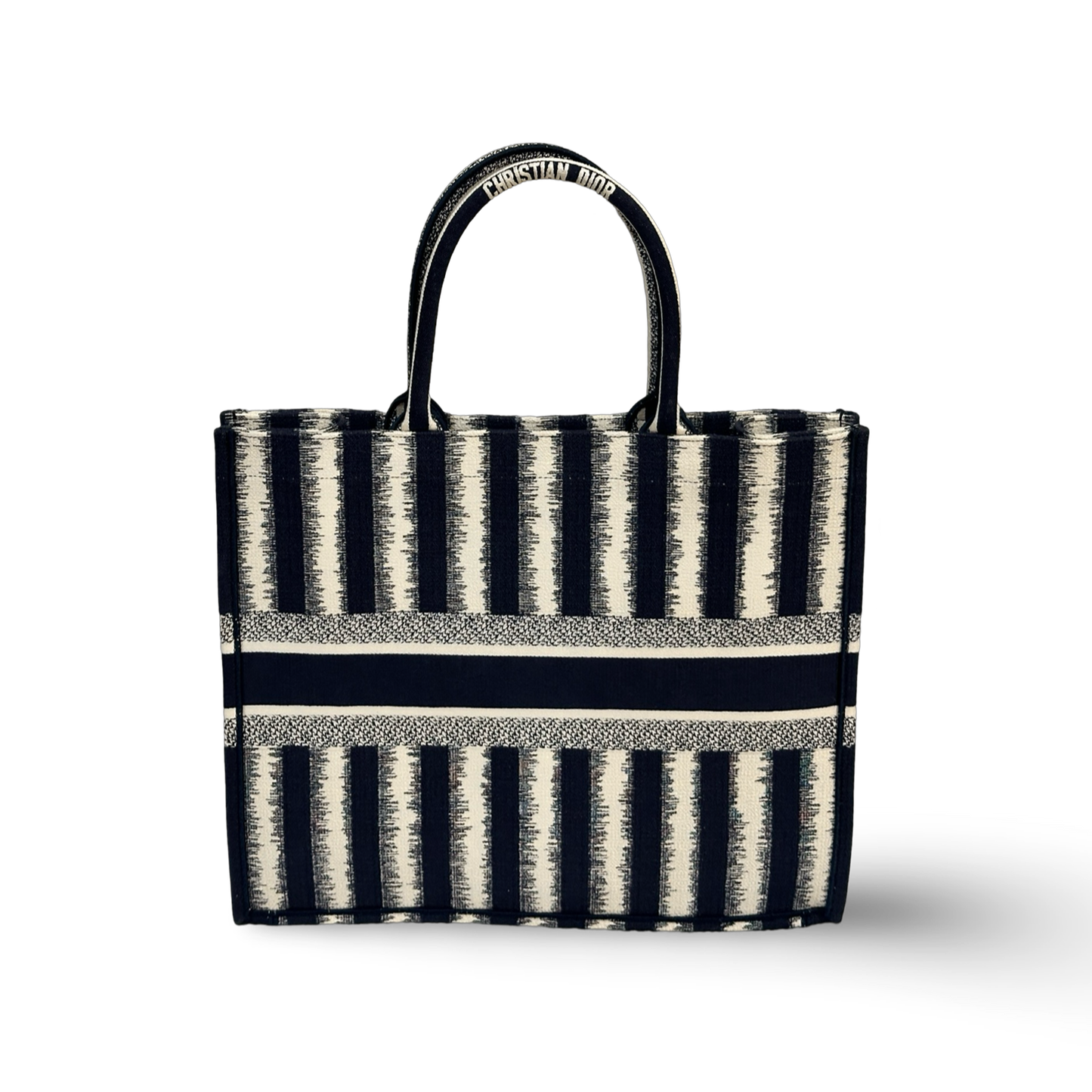 Dior Canvas Large Stripe Tote Bag Navy