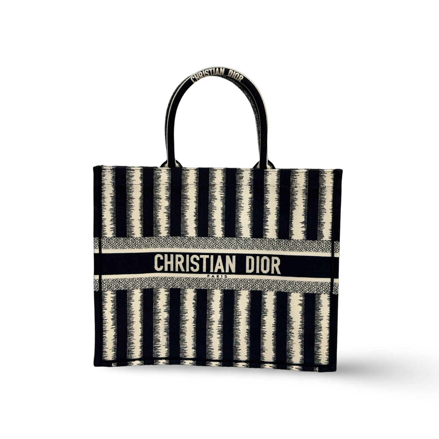 Dior Canvas Large Stripe Tote Bag Navy