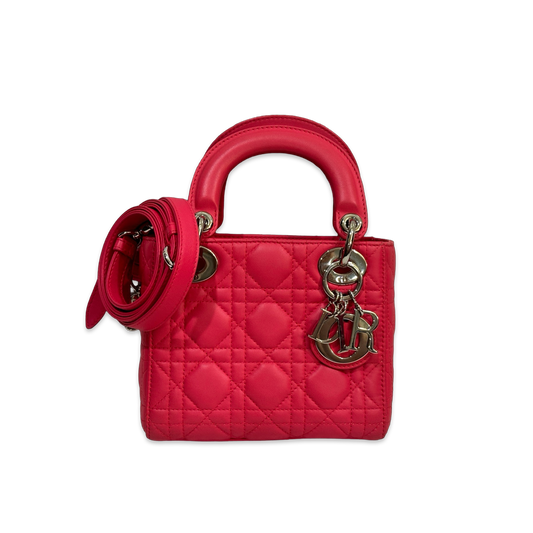 Dior Classic Lambskin Mini Lady Bag Pink