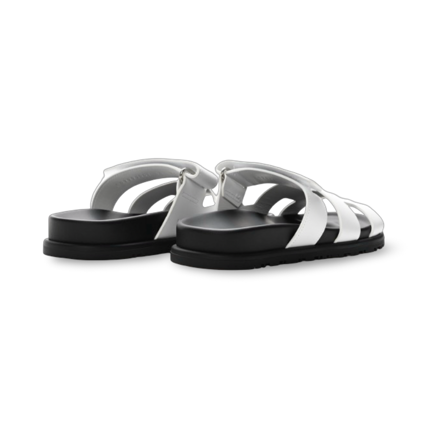 Hermes Calfskin Leather Chypre Sandals -  White