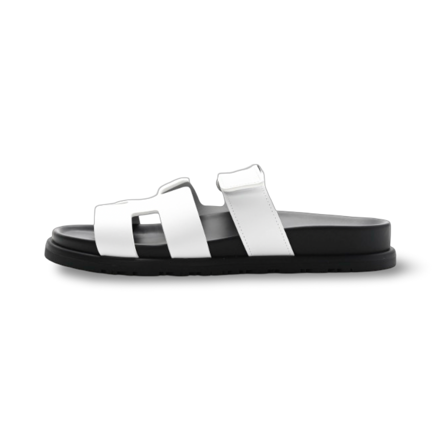 Hermes Calfskin Leather Chypre Sandals -  White